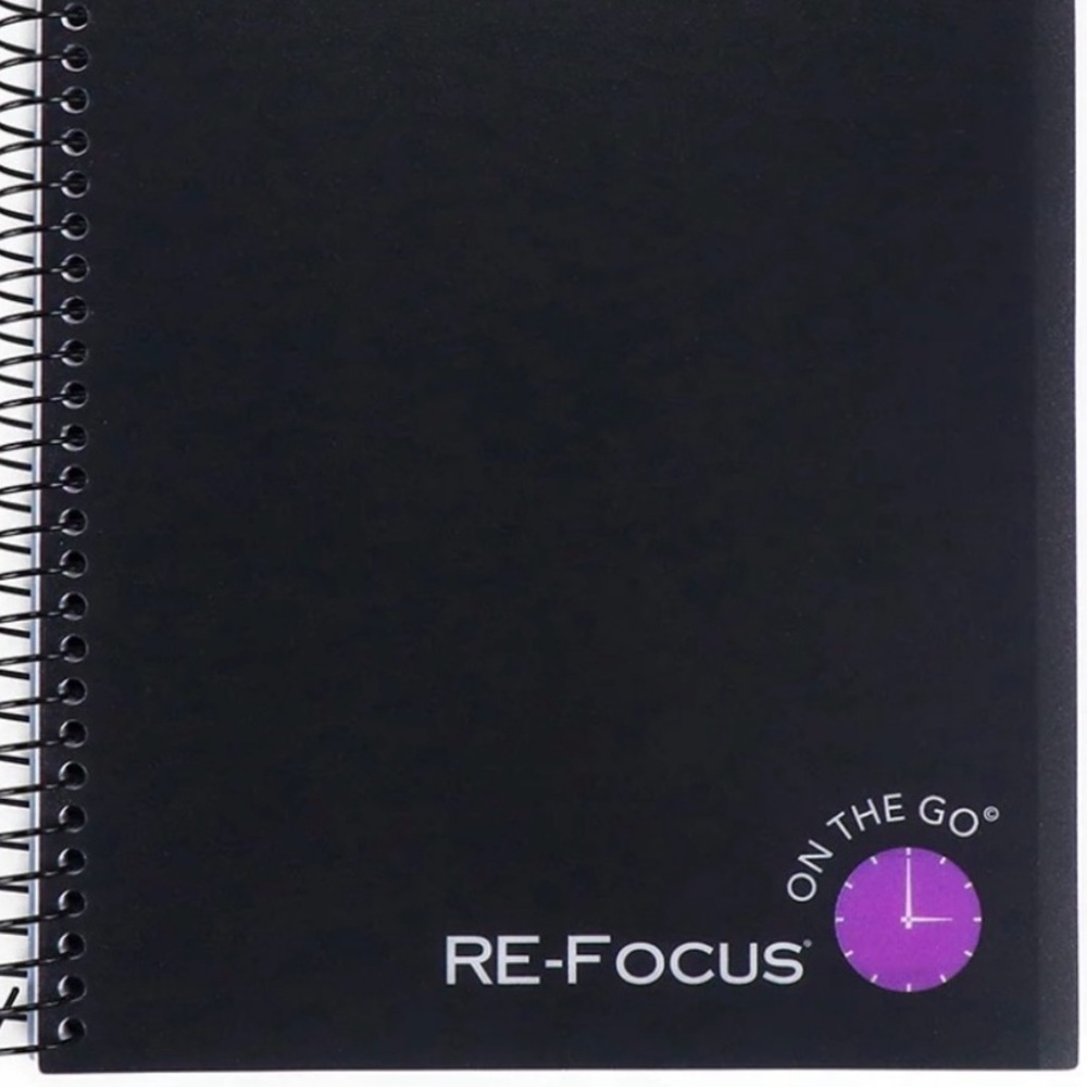 Black Spiral Notebook heavy paper durable cover - RE-Focus On The Go!